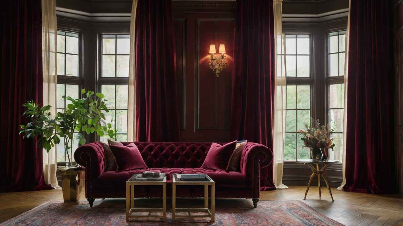 burgundy velvet curtains