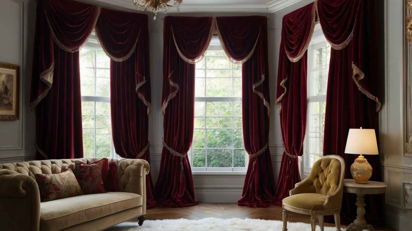 burgundy velvet curtains