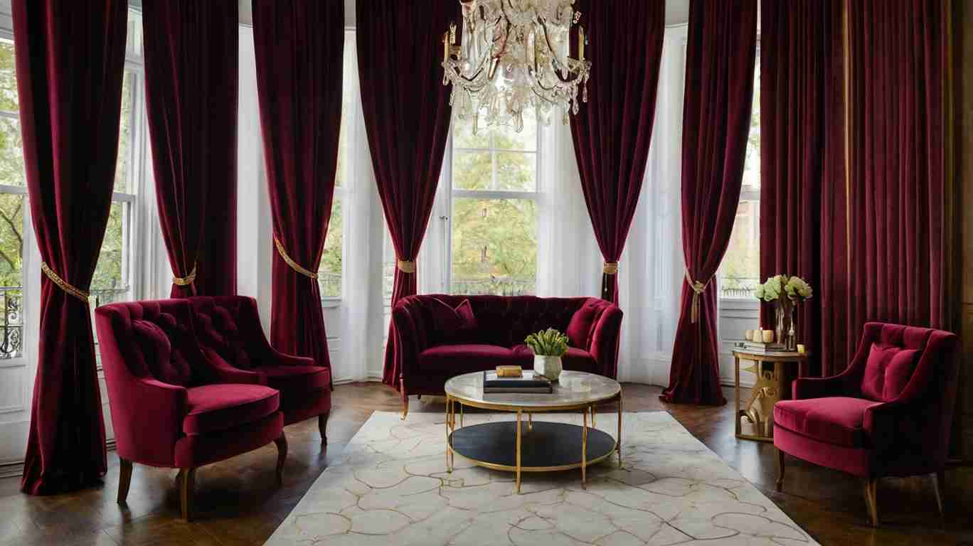 burgundy velvet curtains