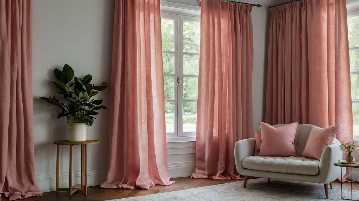 pink linen curtains