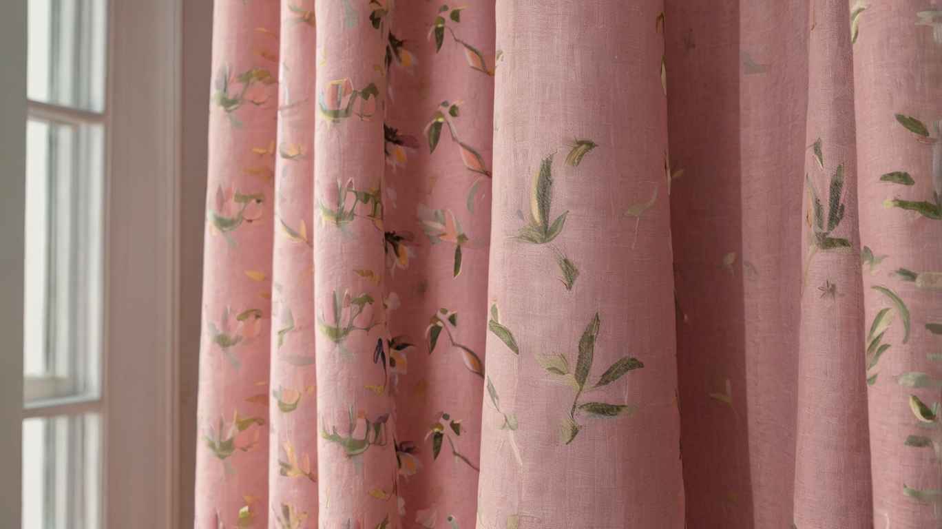 pink linen curtains