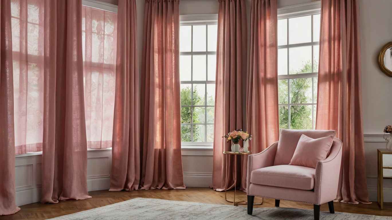 pink linen curtains