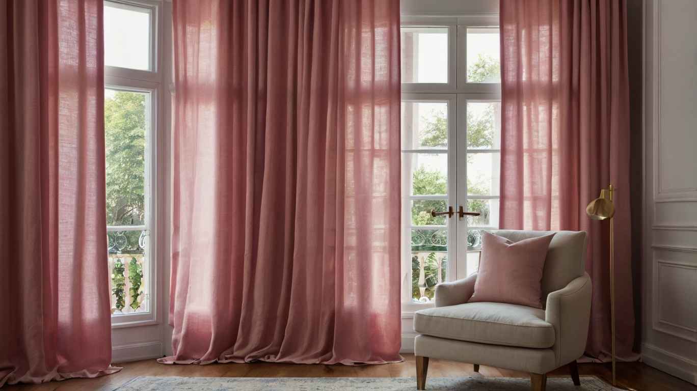 pink linen curtains