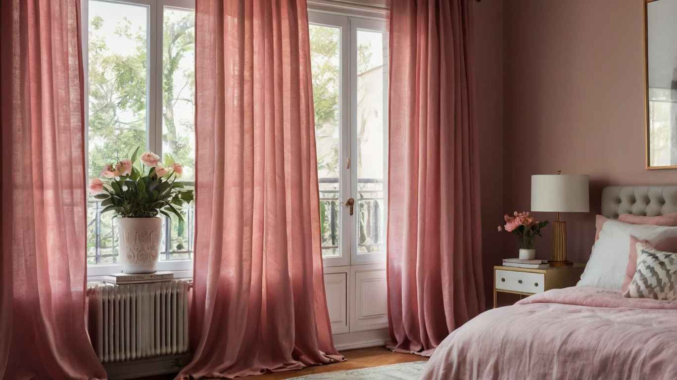 pink linen curtains